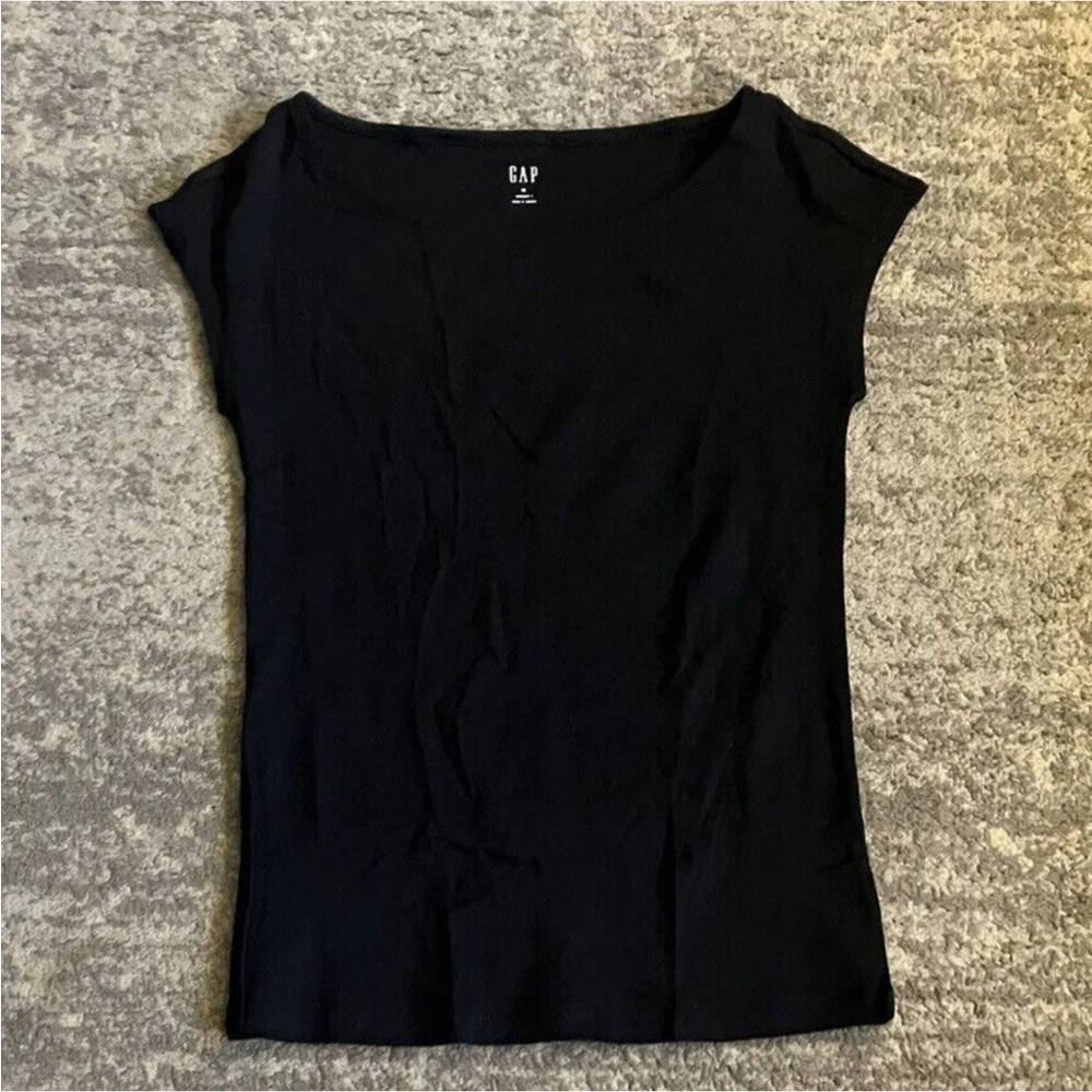 GAP Women's Black Cap Sleeve Sweater Top - Picture 2 of 6